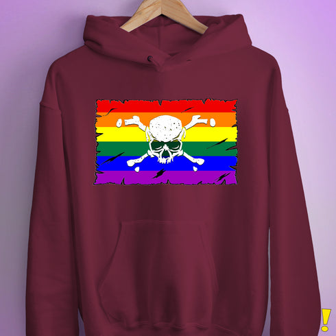 LGBTQ Rainbow Pride Pirate Flag Hoodie - Maroon